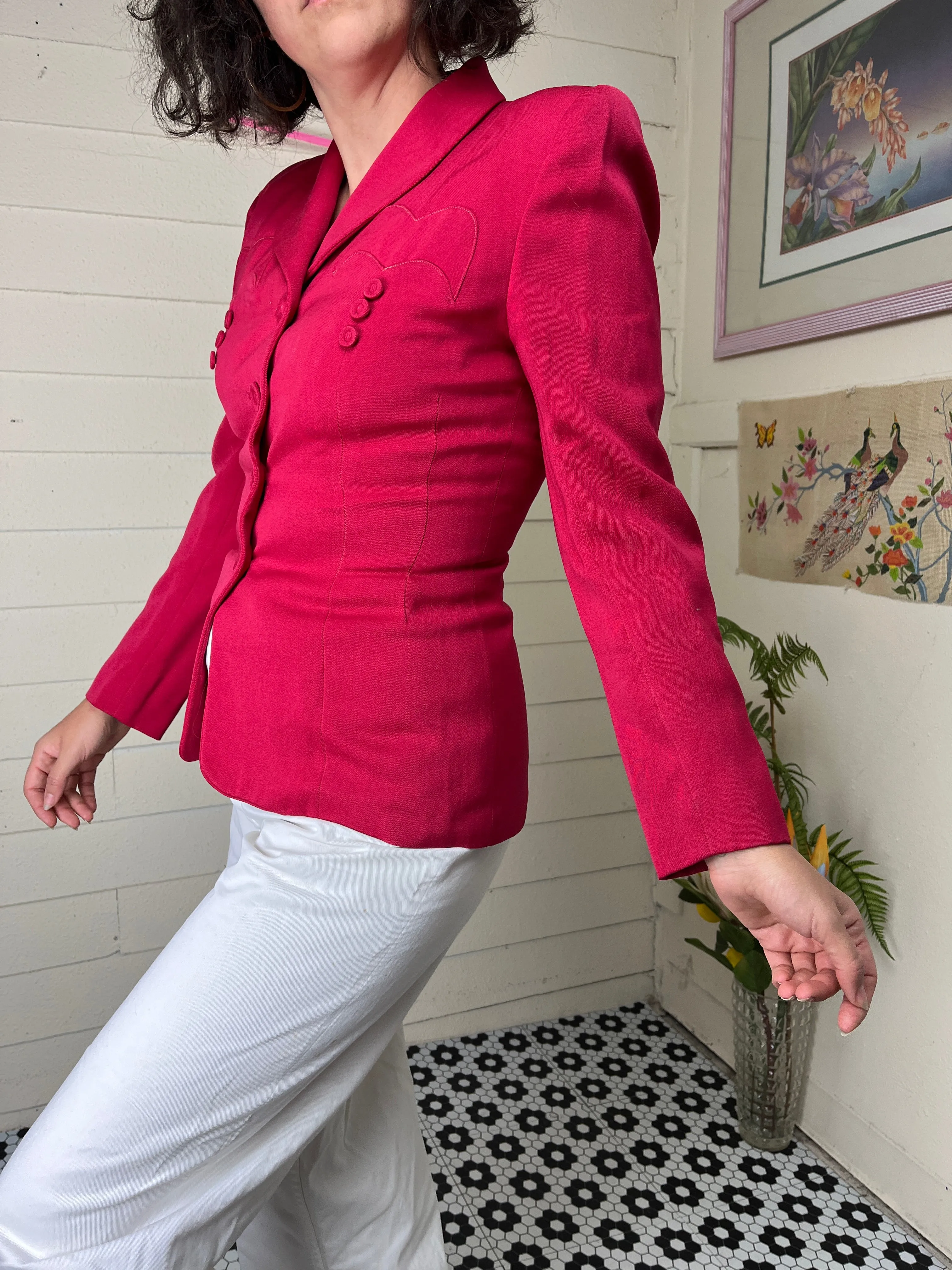 1940s RED VICTORY SUIT BLAZER UNION LABEL NATIONAL RECOVERY BOARD  - size med