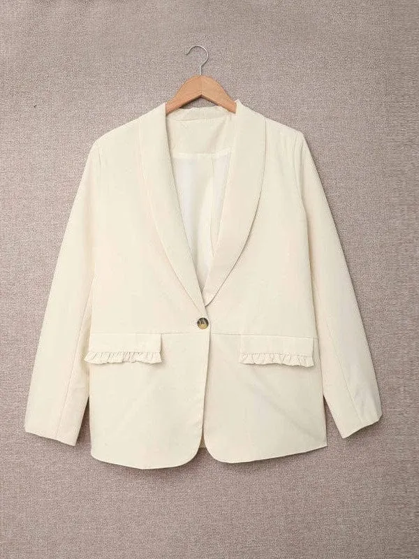 Basic Long Sleeve Open Front Blazer for Women