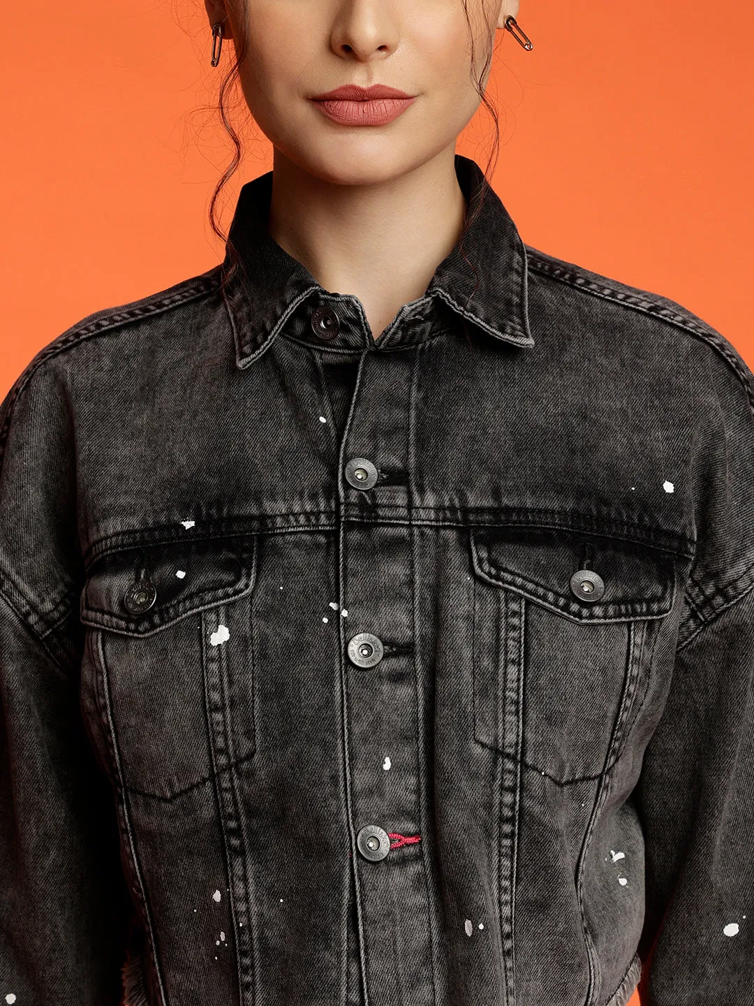 Black Denim Cropped Jacket