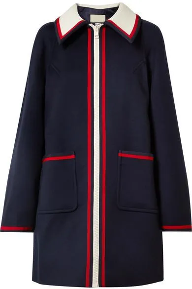 Grosgrain-Trimmed Wool Coat