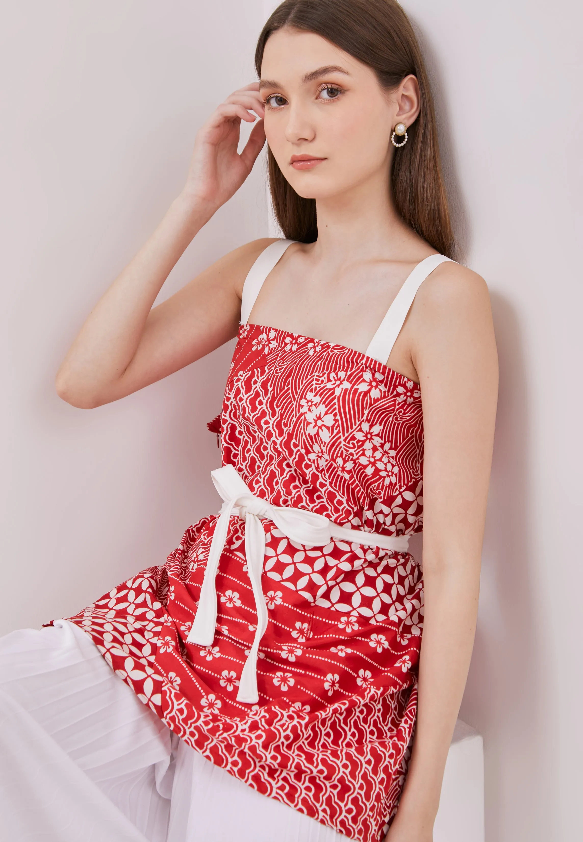 KINTSUGI Red Batik Multiway Kimono Top