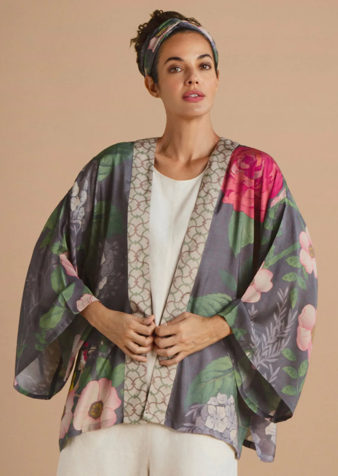 Powder Hedgerow Kimono Jacket - Pewter