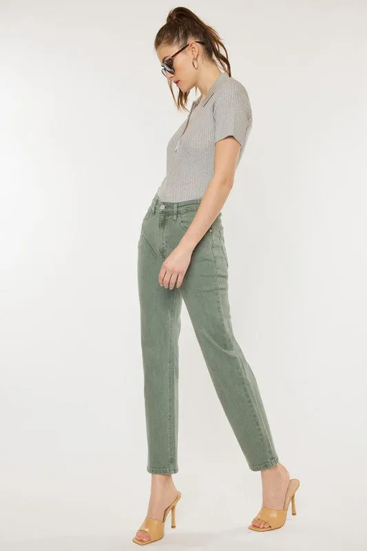Ultra High Rise 90's Olive Straight Jeans
