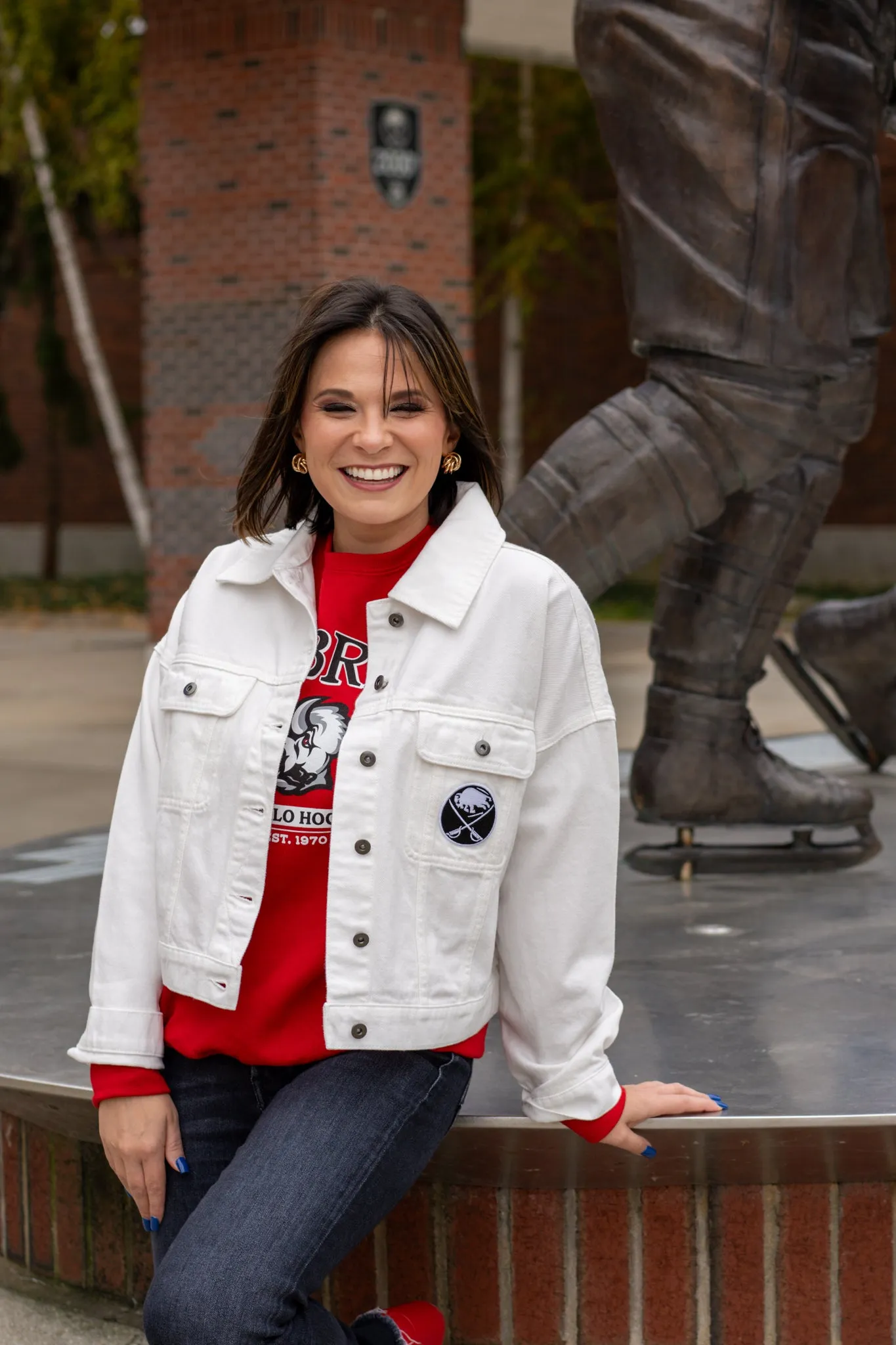 Women's Buffalo Sabres 4Her White Denim Cropped Jacket